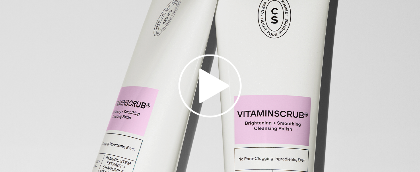 CLEARSTEM - VITAMINSCRUB - Antioxidant-Infused Scrub Cleanser - Exfoliating Face Wash + Body Scrub - Vitamin C, Hemp, Bamboo - Skin Care Products - Gluten Free, Cruelty Free - 6 fl oz / 180ml
