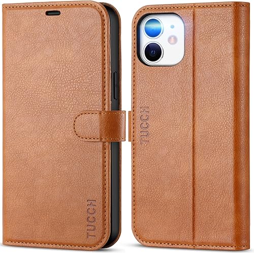 Miniatura 10 de TUCCH Case for iPhone 12iPhone 12 Pro 5G, RFID Blocking PU Leather Stand Folio Wallet Cover with TPU Protective Interior Shell, Magnetic Card Slot