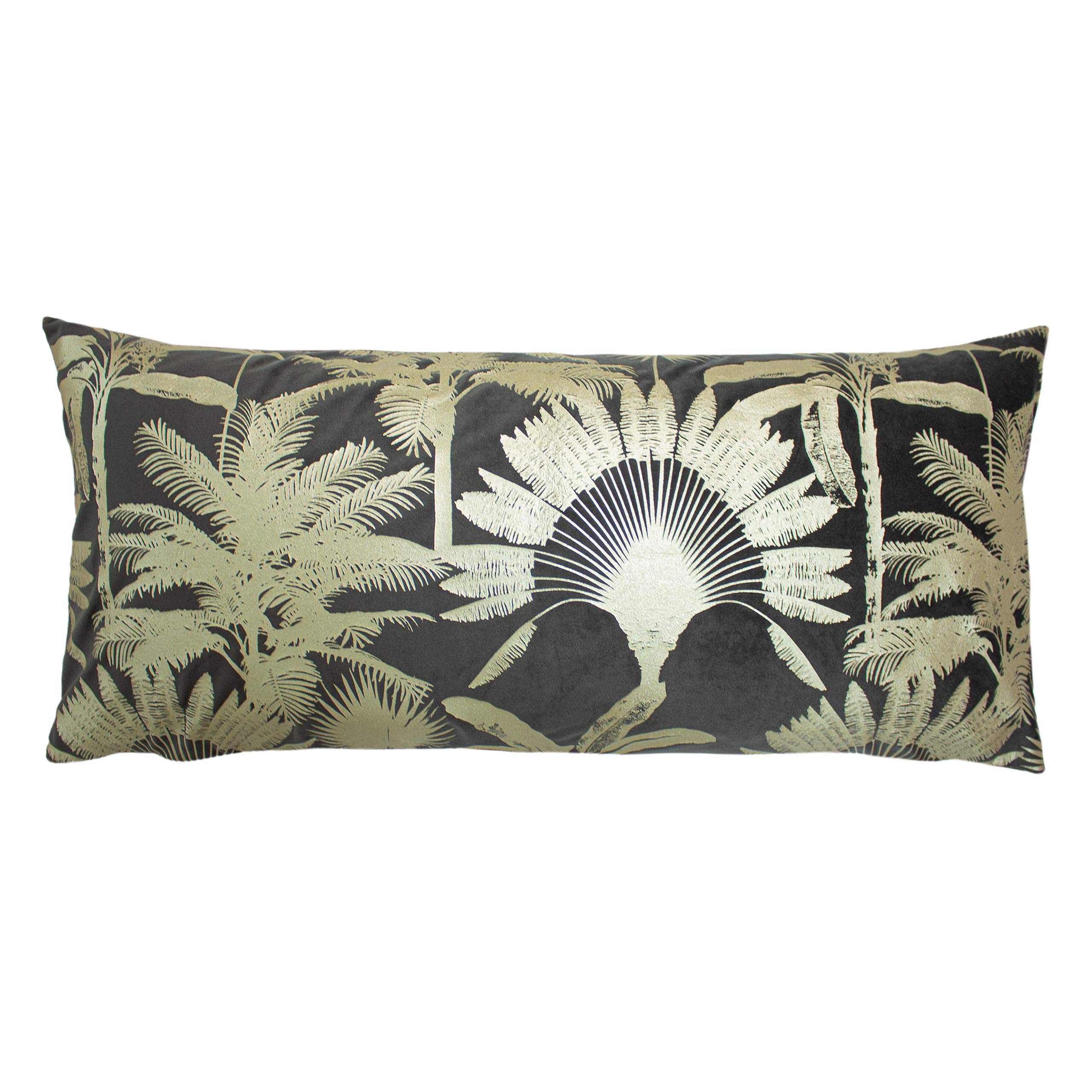Paoletti Malaysian Palm Foil Printed Cushion Mink, Grey