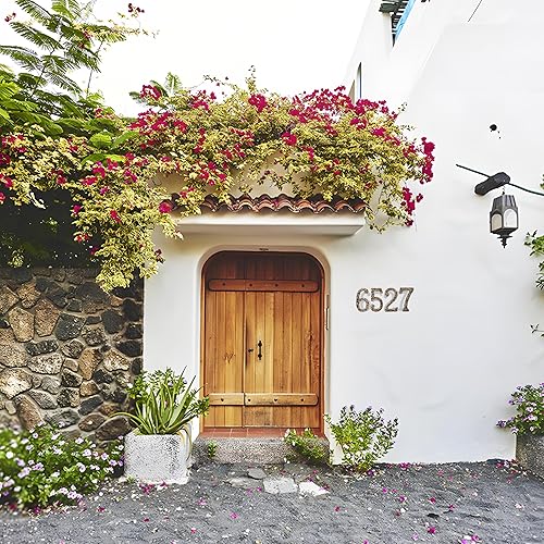 Miniatura 2 de Wookiwuki Número de casa flotante 3, 5.5 pulgadas de metal moderno números de casa de dirección con tornillos para exterior, decoración de buzón de