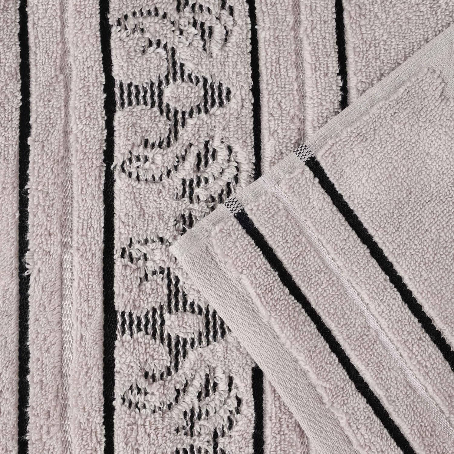 Superior Cotton 3 Piece Towel Set, Includes 1 Bath, 1 Hand, 1 Washcloth/Face Towel, Quick Dry, Home Essentials, Shower, Spa, Luxury Plush Soft Absorbent Towels, Zero Twist, Jacquard Floral, Platinum - Image 8