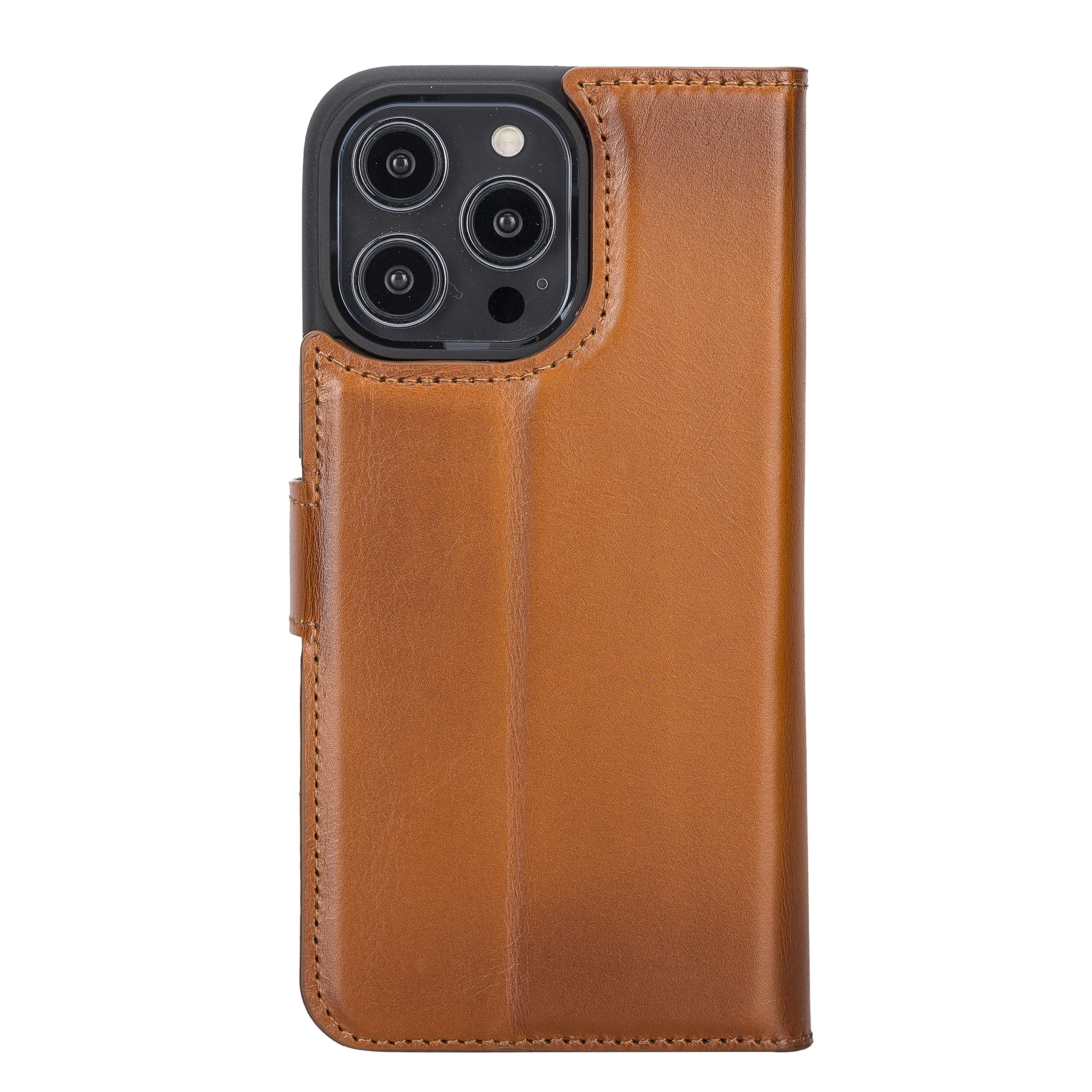 Solo Pelle Lederhülle kompatibel für iPhone 14 Pro Max in 6.7 Zoll abnehmbare Hülle (2in1) inkl. Kartenfächer für das original Apple iPhone 14 Pro Max in 6.7 (Cognac Braun)