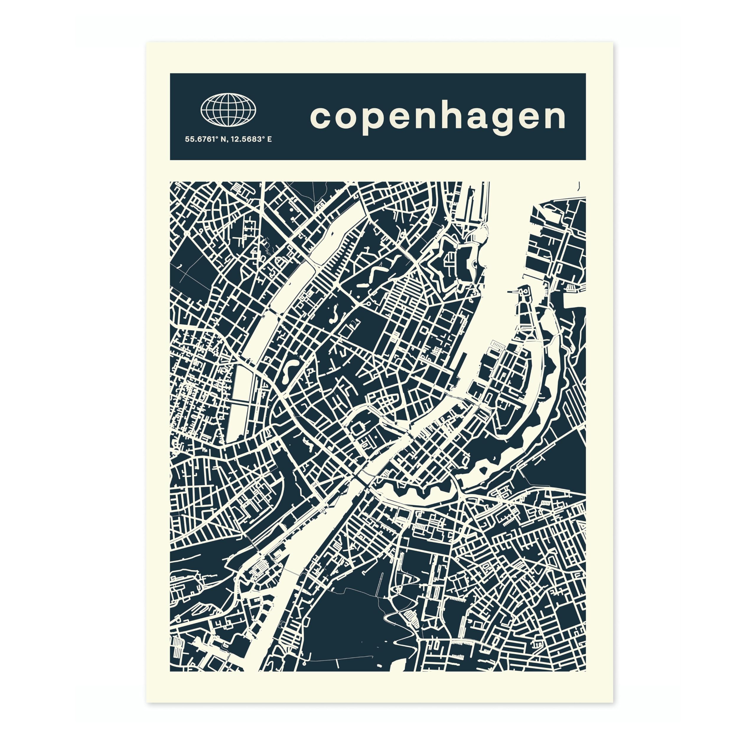 Copenhagen Minimalist City Maps Poster, City Coordinates Print, Landmark Apartment Home Decor, 50x70cm (Print Only) - 50x70cm — image 1