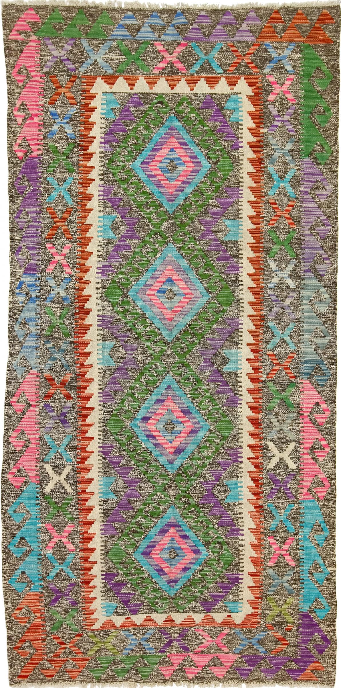 Tapis d'Orient kilim d'Afghanistan en laine pure, prestige du fait main