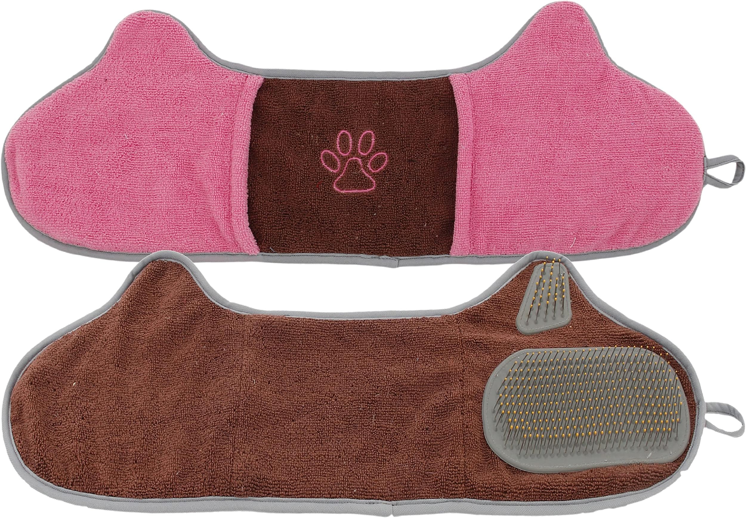Pet Life ® 'Bryer' 2-in-1 Hand-Inserted Microfiber Pet Grooming Towel and Brush