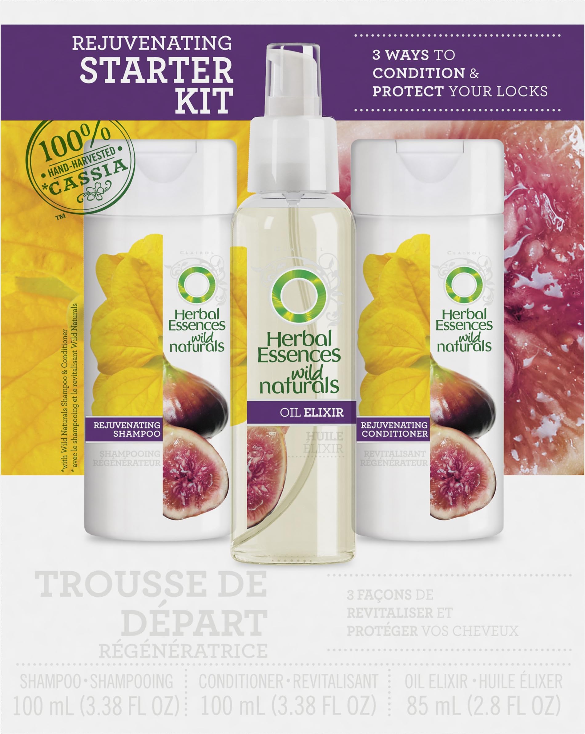 Herbal Essences Wild Naturals Rejuvenating Collection Bundle Kit - INCLUDES Shampoo, Conditioner and Hair Oil