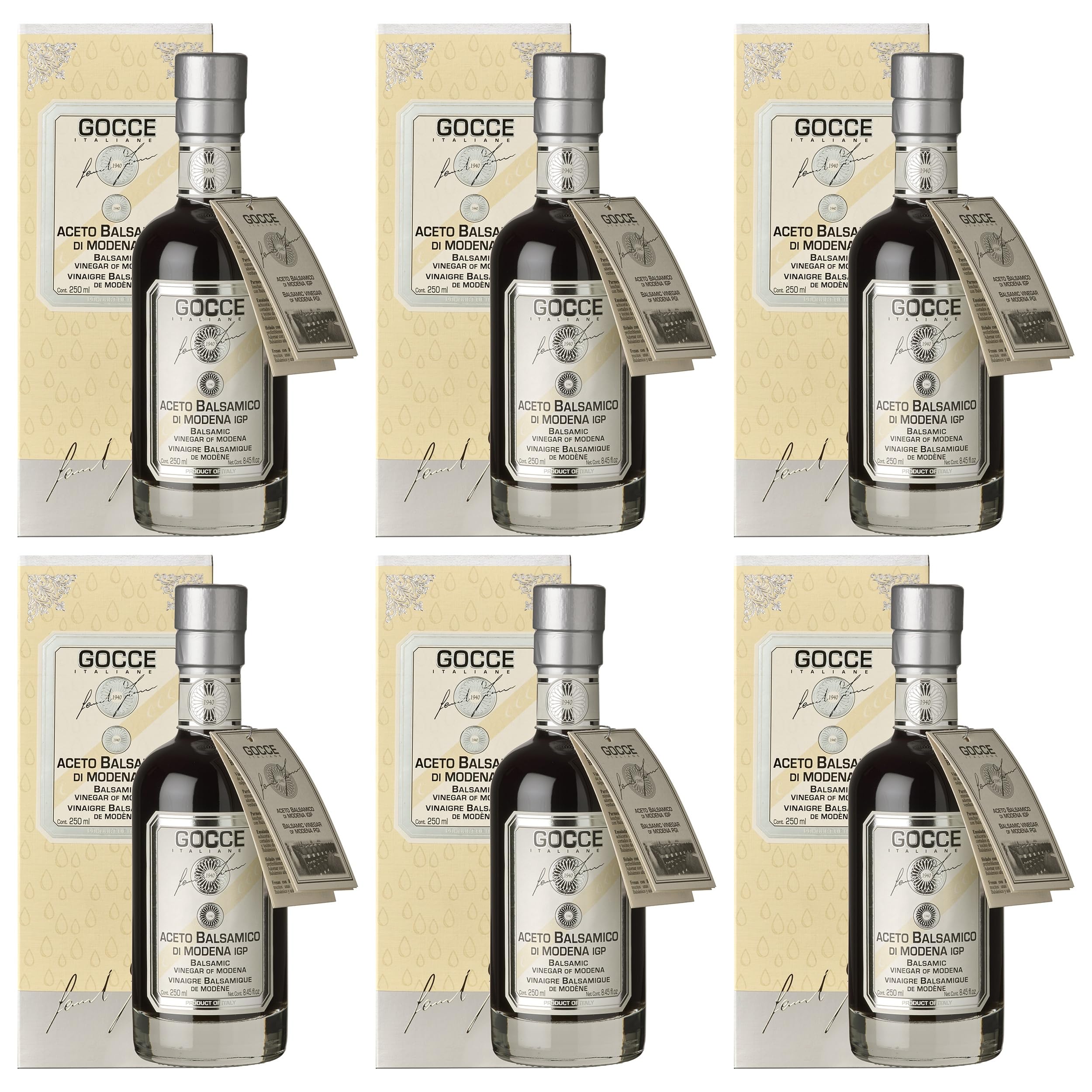 Leonardi Gocce Aceto Balsamico di Modena IGP 2 Travasi Italien inkl. FeinWert E-Book (6 x 0.25 l)