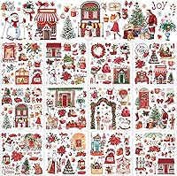 Vista 18 de 12 hojas de calcomanías clásicas para transferencias para manualidades y muebles, calcomanías clásicas de trineo, piña, calabaza, para el hogar