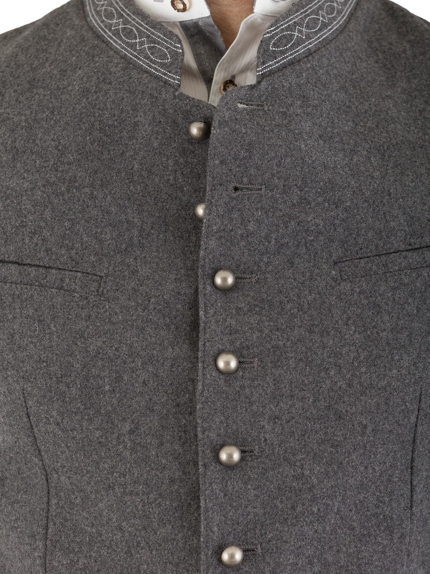 Hammerschmid Trachtenweste Max grau ohne Ärmel, klassische Lodenweste für Herren, elegantes Gilet für Männer