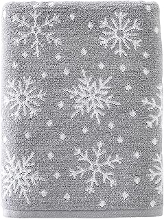 SKL Home Christmas/Winter Scattered Snowflakes Bath Towel, Gray