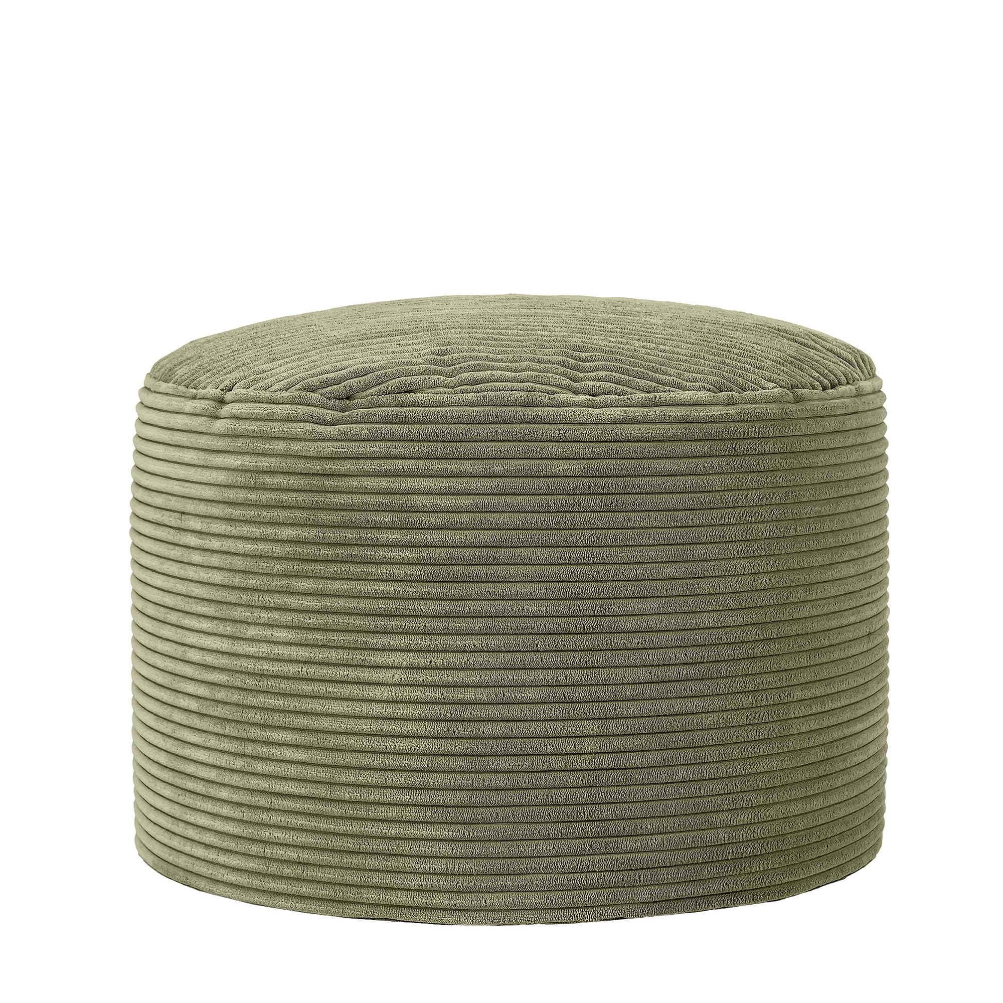 icon Milano Cord Bean Bag Pouffe, Sage Green, Large Pouffe Footstool with Filling Included, Footrest, Bedroom, Living Room, Living Room Furniture