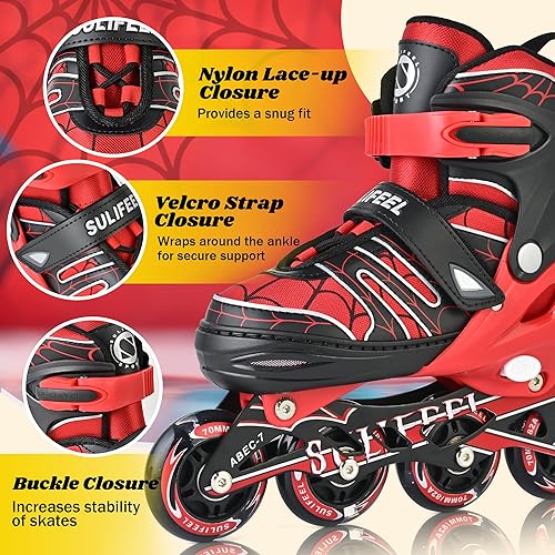 Miniatura 3 de Patines en línea y patines ajustables rojos
