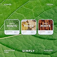 Vista 3 de SIMPLY MINTS Muestra de Menta Natural para el Aliento, Paquete de 6 (180 Piezas), Hecho con Aceites de Menta, Jengibre y Canela, Sin Aspartamo, Sin