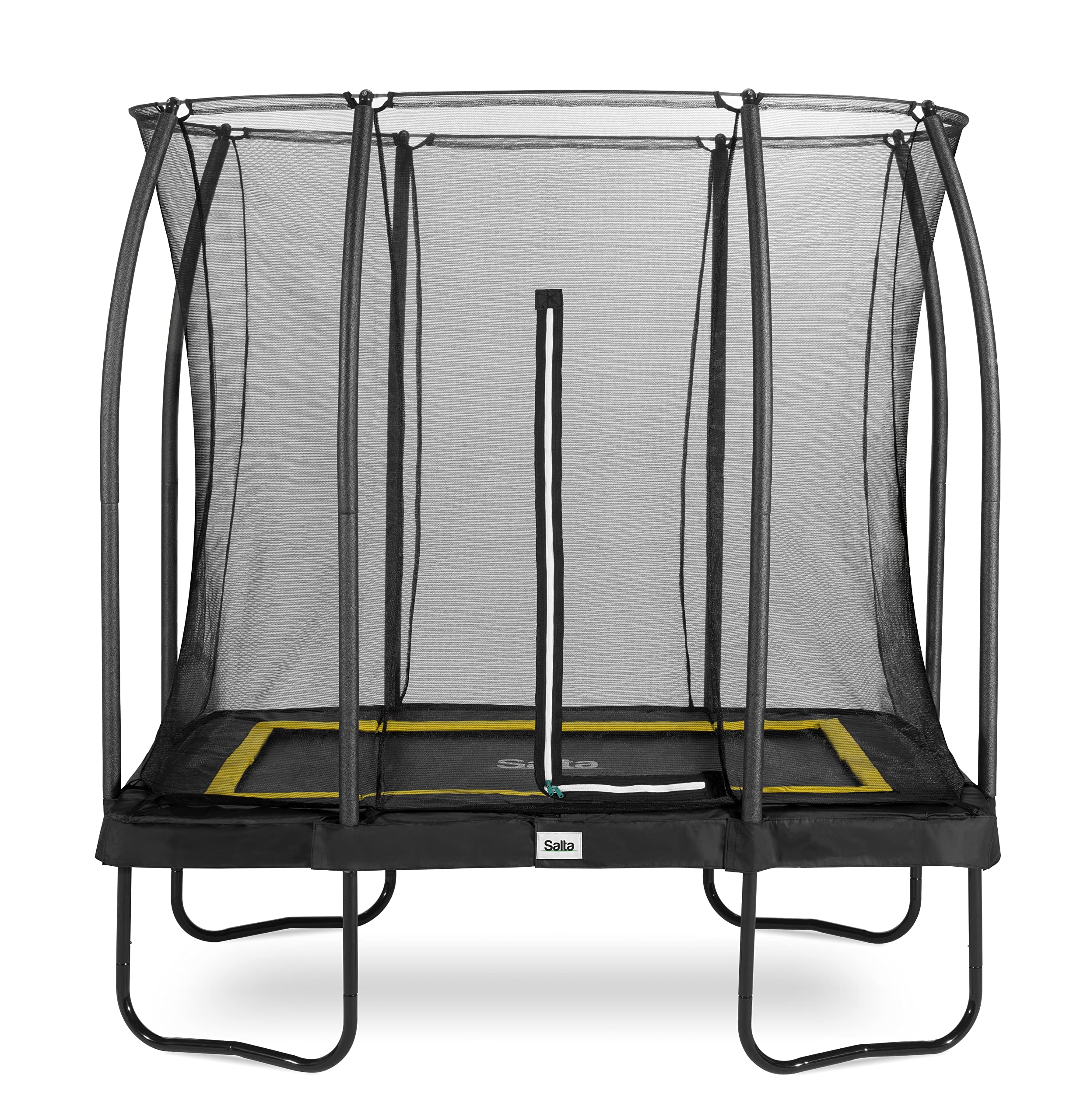 Salta Comfort Edition Trampoline d'extérieur, 214 x 153/305 x 214/366 x 244 cm, certifié TÜV, Noir/Vert/Rose, kit avec Tapis de Saut, Filet de sécurité, Ressorts galvanisés, Housse de Bord