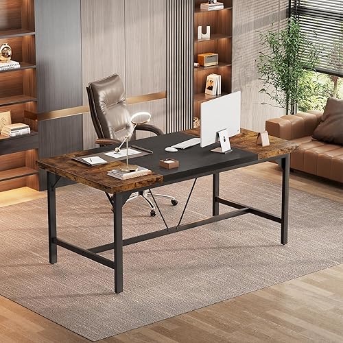 Miniatura 6 de Unikito Escritorio grande para computadora, escritorio de oficina de 63 x 31.5 pulgadas de largo, escritorio resistente de alta calidad para 2