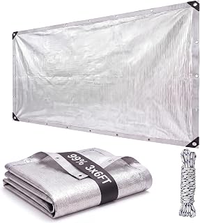 Mindsoft 1 Set Aluminum Shade Cloth 3 x 6 ft Reflective 99% Cloth Silver