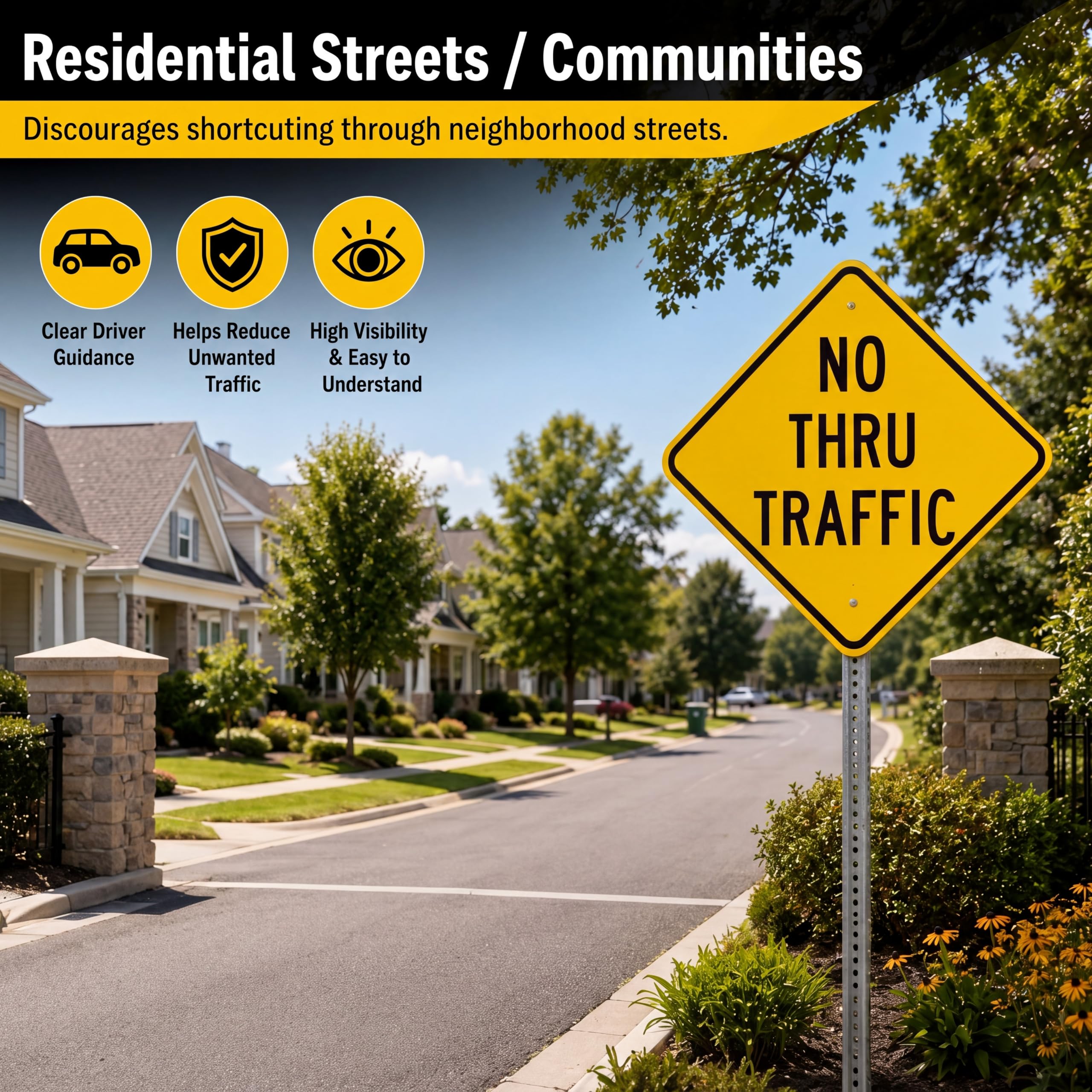 No Thru Traffic Sign - Reflective Safety Sign -4 No Thru Traffic Sign - Reflective Safety Sign -4
