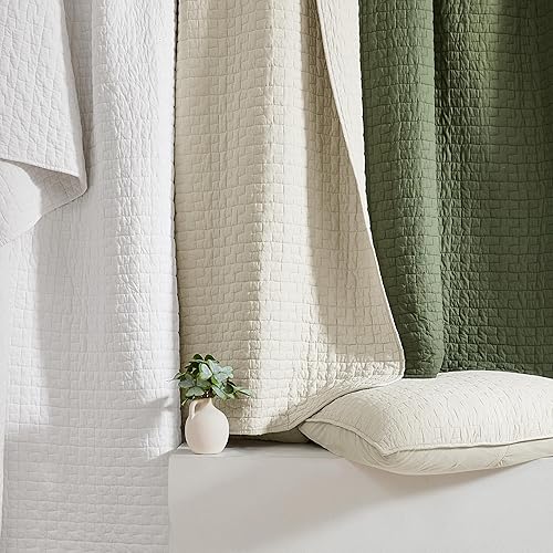 Miniatura 7 de Palassio juego de ropa de cama con edredón, de 3 piezas, tamaño king, beige, 100% algodón, con 2 fundas de almohada, colcha texturizada, suave y