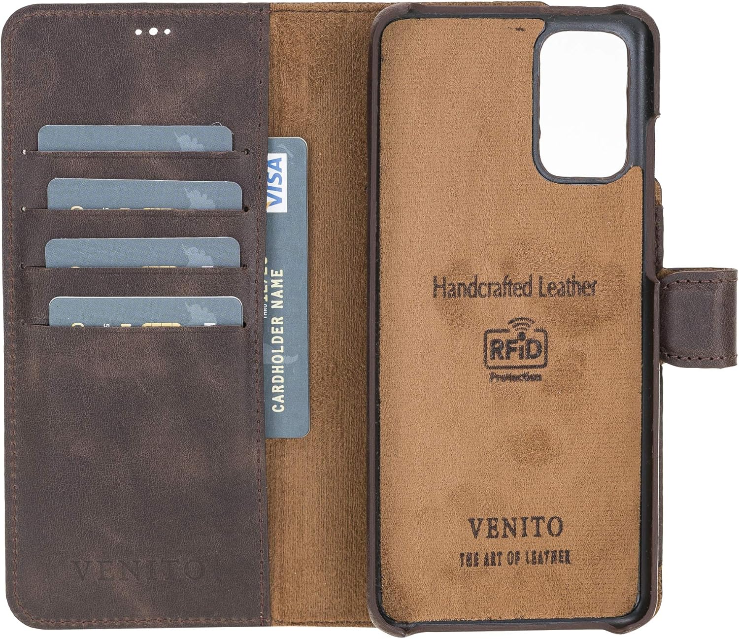 40% оƒƒ Dіѕсоunt Venito Florence Leather Wallet Phone Case Compatible with Samsung Galaxy S20 Plus - Extra Secure with RFID Blocking - Detachable Phone Wallet - Coffee Brown