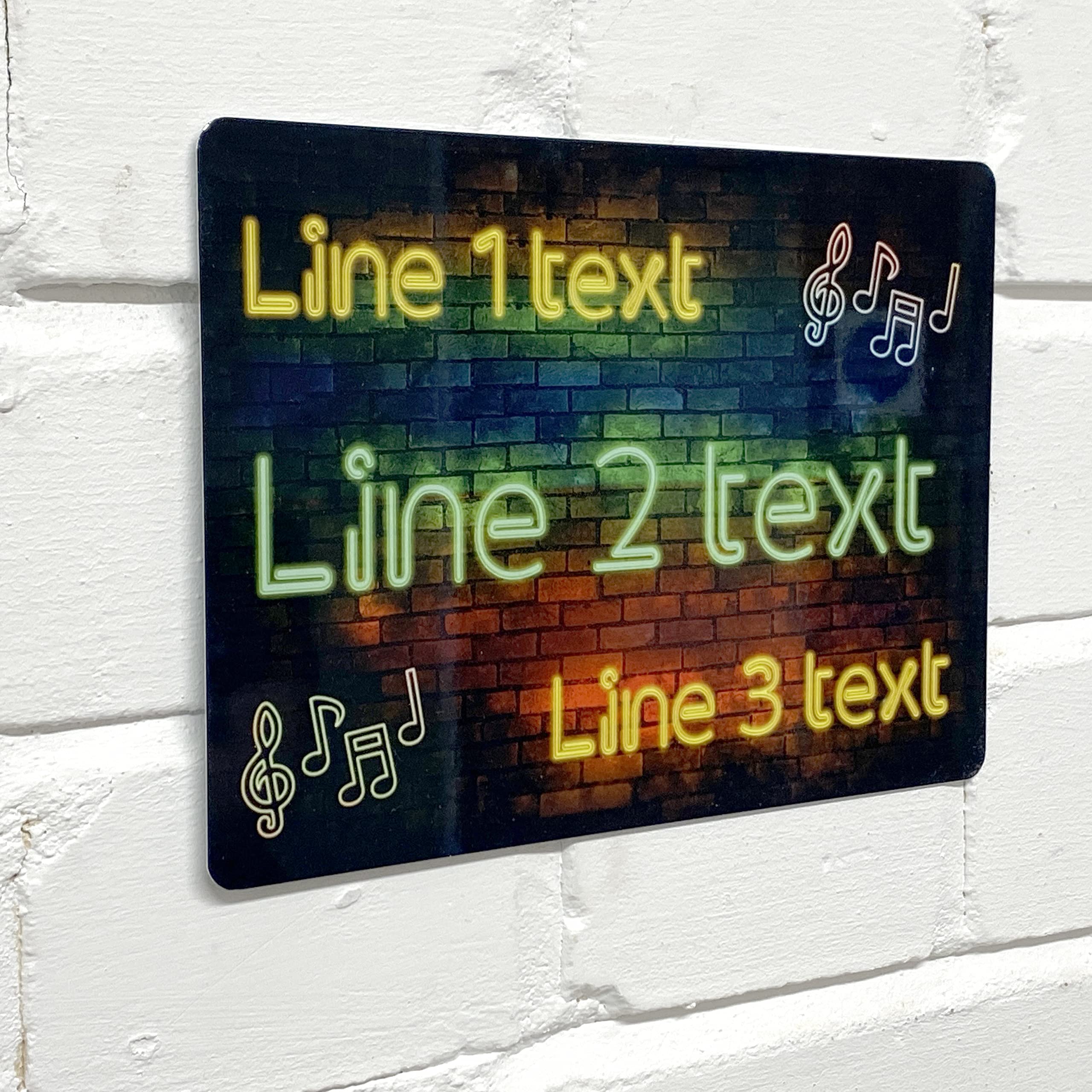 Personalised Bar Sign - Music Neon effect Printed Metal Sign wall art A5 Bar Add Name — image 1