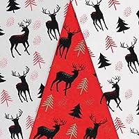 Vista 3 de Mook Fabrics Franela Snuggy PRT Ciero/árbol, rojo