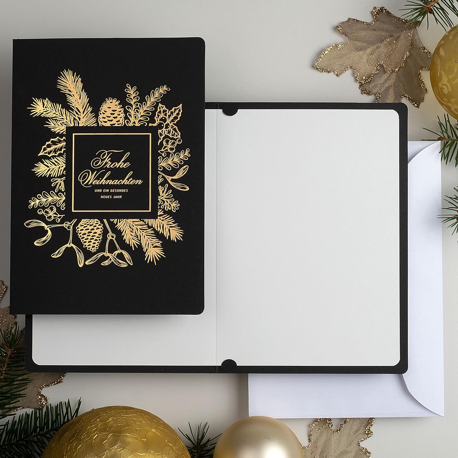 – Exclusive Christmas Cards No. 52 – Set of 10 Cards, 120 x 170 mm, Gold Plated and Embossed Christmas Motifs – Made from Metallic and Colourful Paper with Inserts and Envelopes