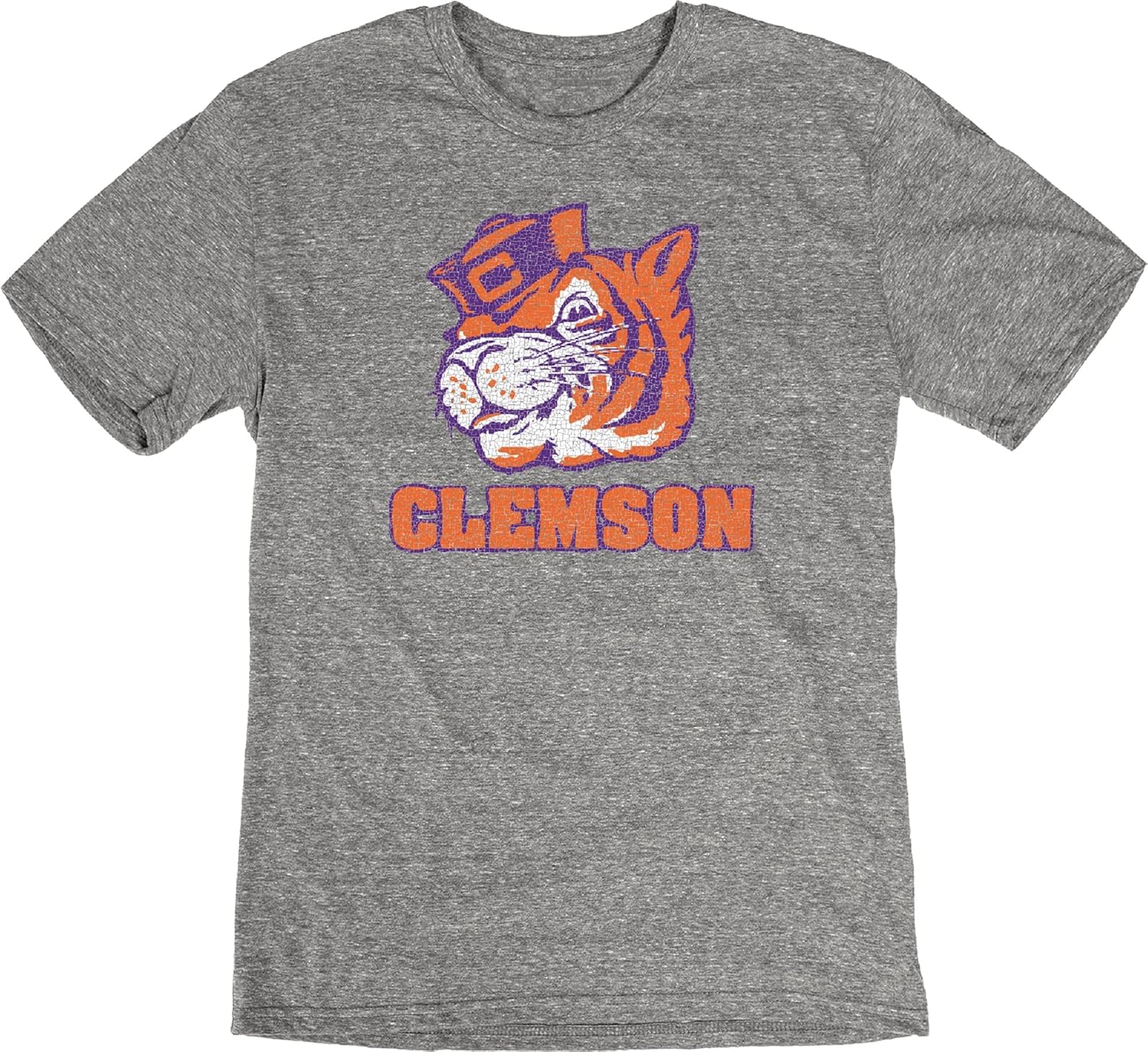 Reserve Collection by Blue 84 NCAA Clemson Tigers Mens Vintage Tri-Blend Vault T Shirt, Clemson Tigers Heather, Large
