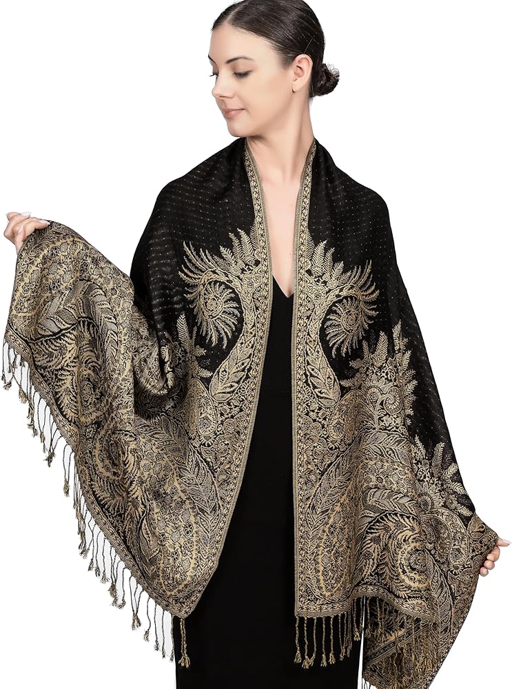 Achillea Soft Silky Reversible Paisley Pashmina Shawl Wrap Scarf w