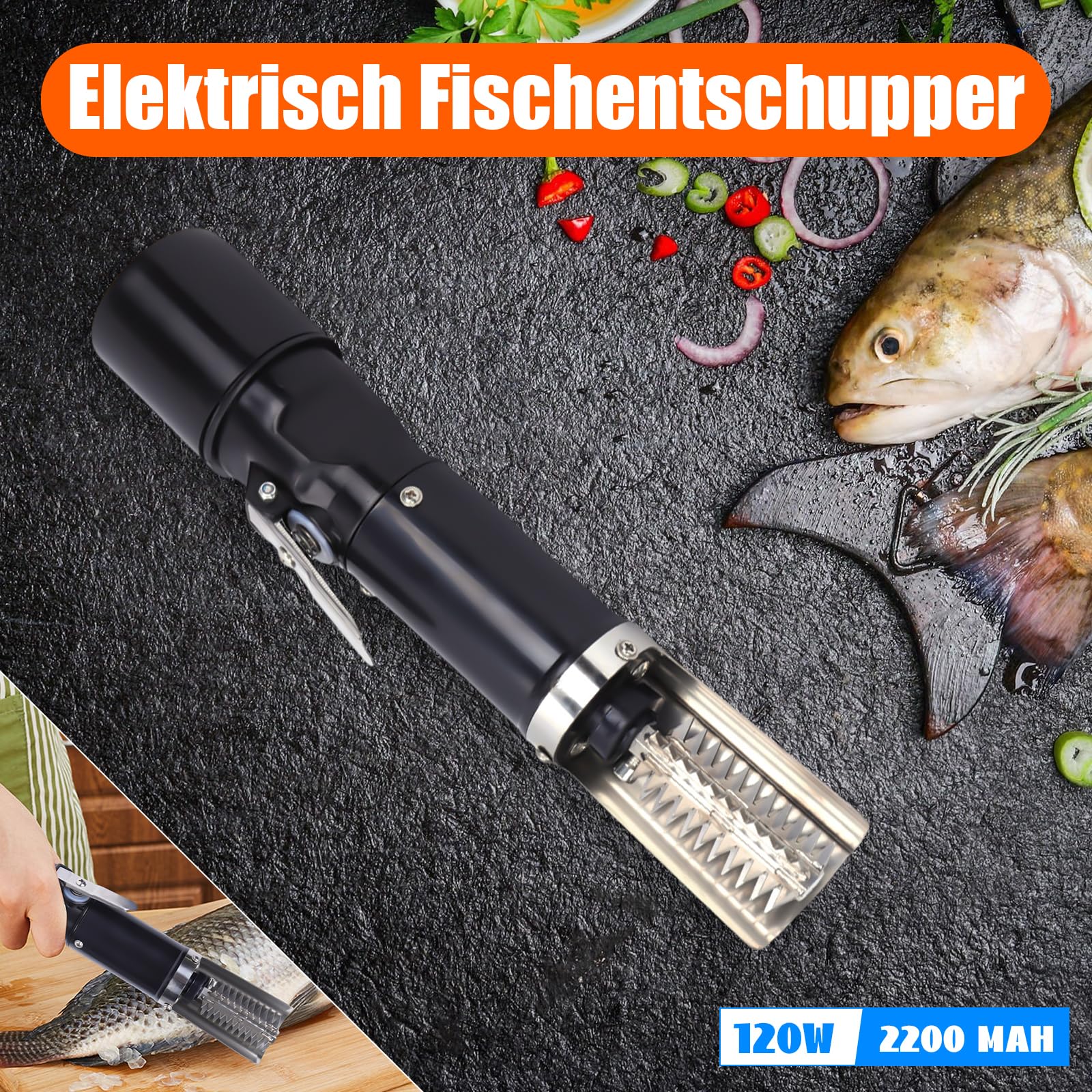 Limpiador de escamas de pescado eléctrico para peces de agua dulce, peces marinos, carpa herbívora, carpa herbívora, carpa cruciana en hogares, cocinas, restaurantes