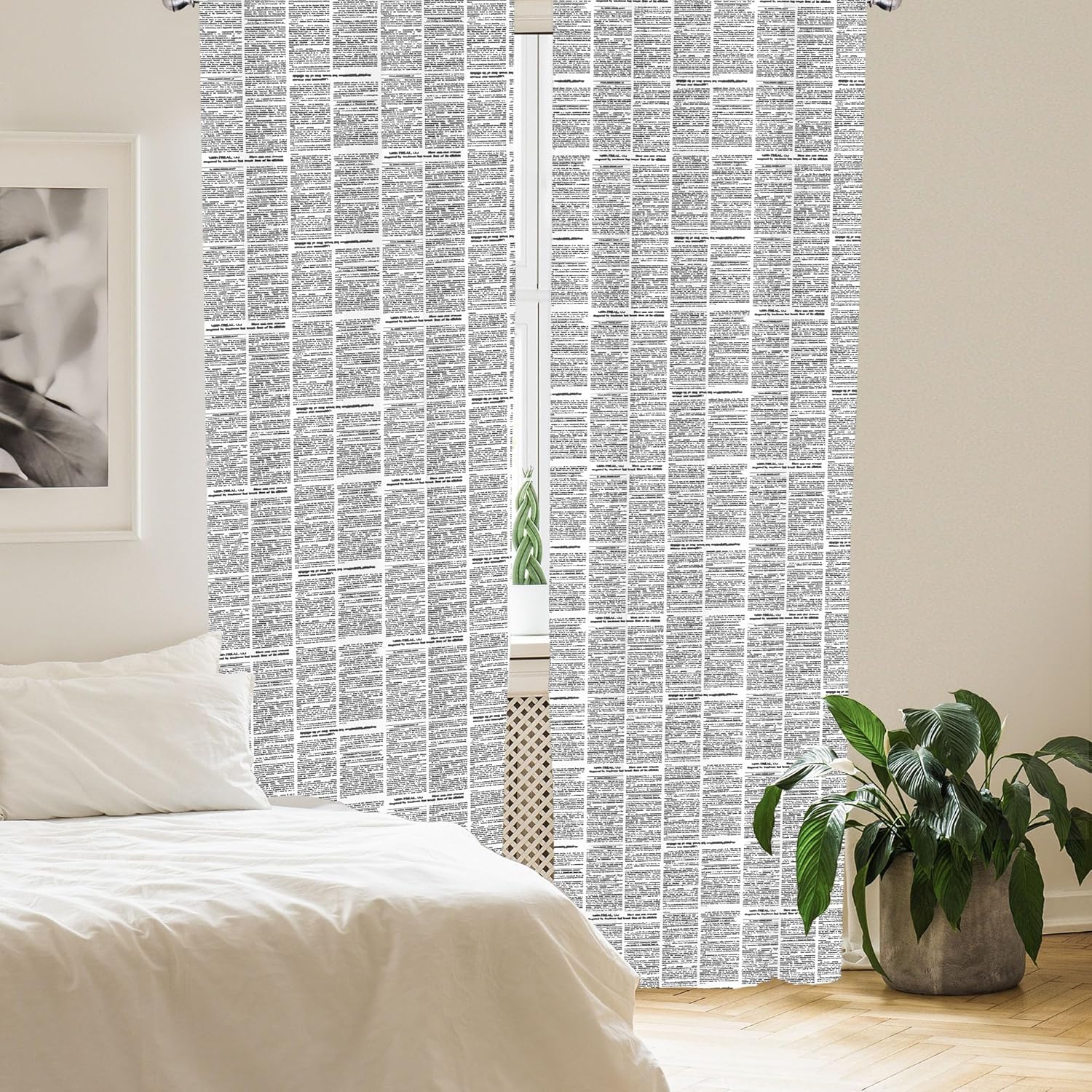 Lunarable Old Newspaper Window Curtains, Close up View of Aged Journal Page Headings News Articles Columns, Lightweight Decor 2-Panel Set with Rod Pocket, Pair of - 28" x 63", Black Grey