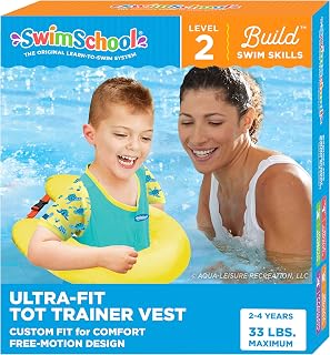 SwimSchool TOT Swim Trainer Vests for Toddlers Ages 2-4 – Boys/Girls – Multiple Colors/Styles – Learn to Swim Pool Floaties