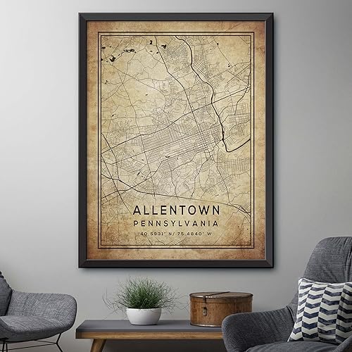 Miniatura 4 de Mapa de Allentown, Pensilvania, Vintage Western (24x36)