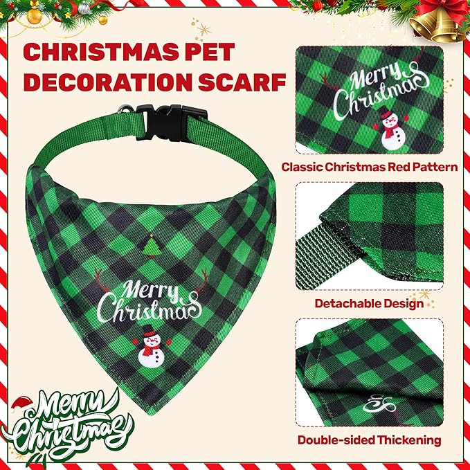Pañuelo triangular reversible para perro, talla M, verde, cierre de seguridad, caja regalo miniatura 3