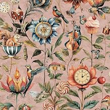 World of Wallpaper Curious Creatures Quirky Animal Themed Wallpaper with Lush Drawn Plants for Feature Walls, Bedrooms, Living Rooms, Cloakrooms in Blush Pink 50471