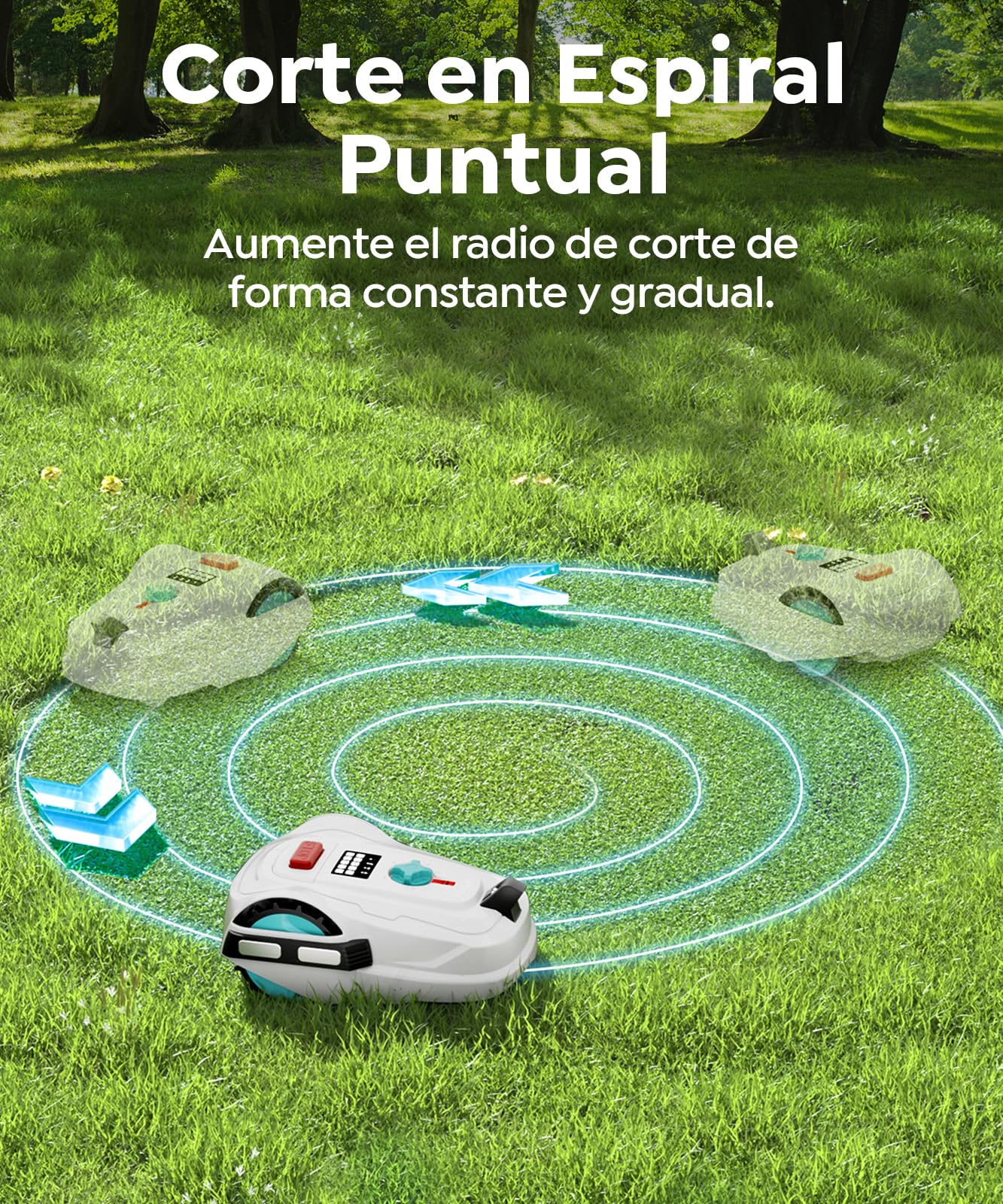 YARDCARE M800Plus Robot Cortacésped sin Cable Perimetral, 800 m², Posicionamiento GPS + Visión IA, Robot Cortacésped sin Cables, Modo de Corte en U, Detección de 150 Obstáculos, Carga Automática, App