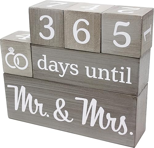 Miniatura 1 de Calendario de cuenta regresiva de boda, bloques de madera, regalos de compromiso, regalo de novia para novia, regalo de despedida de soltera,