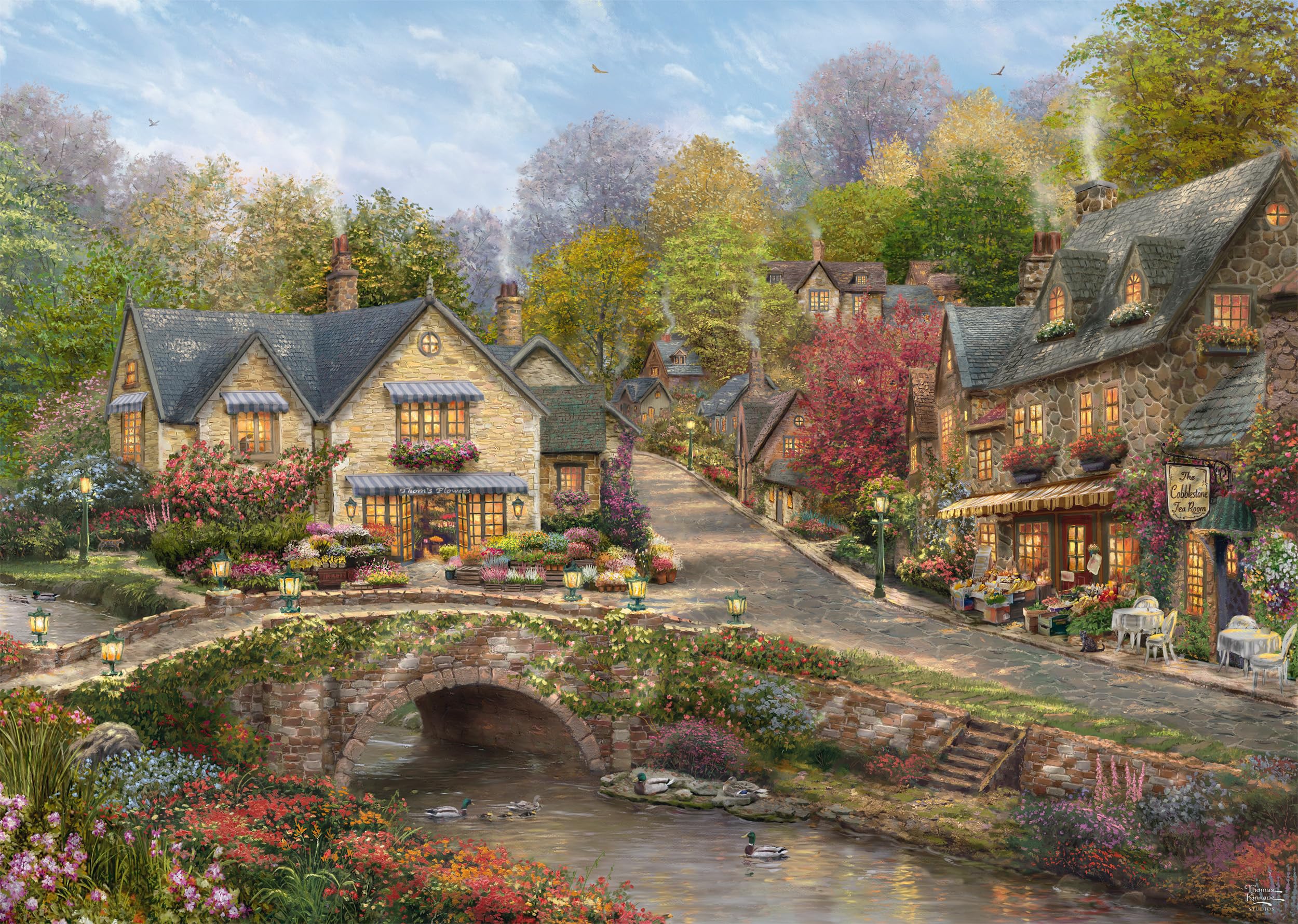 Sommer in Cobblestone Village: Puzzle Thomas Kinkade 2000 Teile