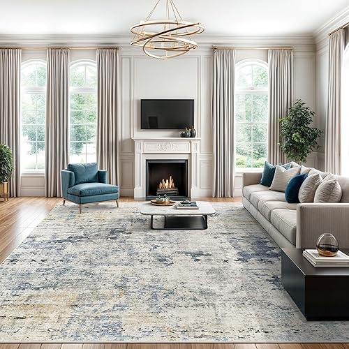 Miniatura 96 de Alfombra lavable de 8 x 10 pies, alfombra grande y suave para sala de estar, alfombra vintage beige, alfombra de 8 x 10 pies, para dormitorio,