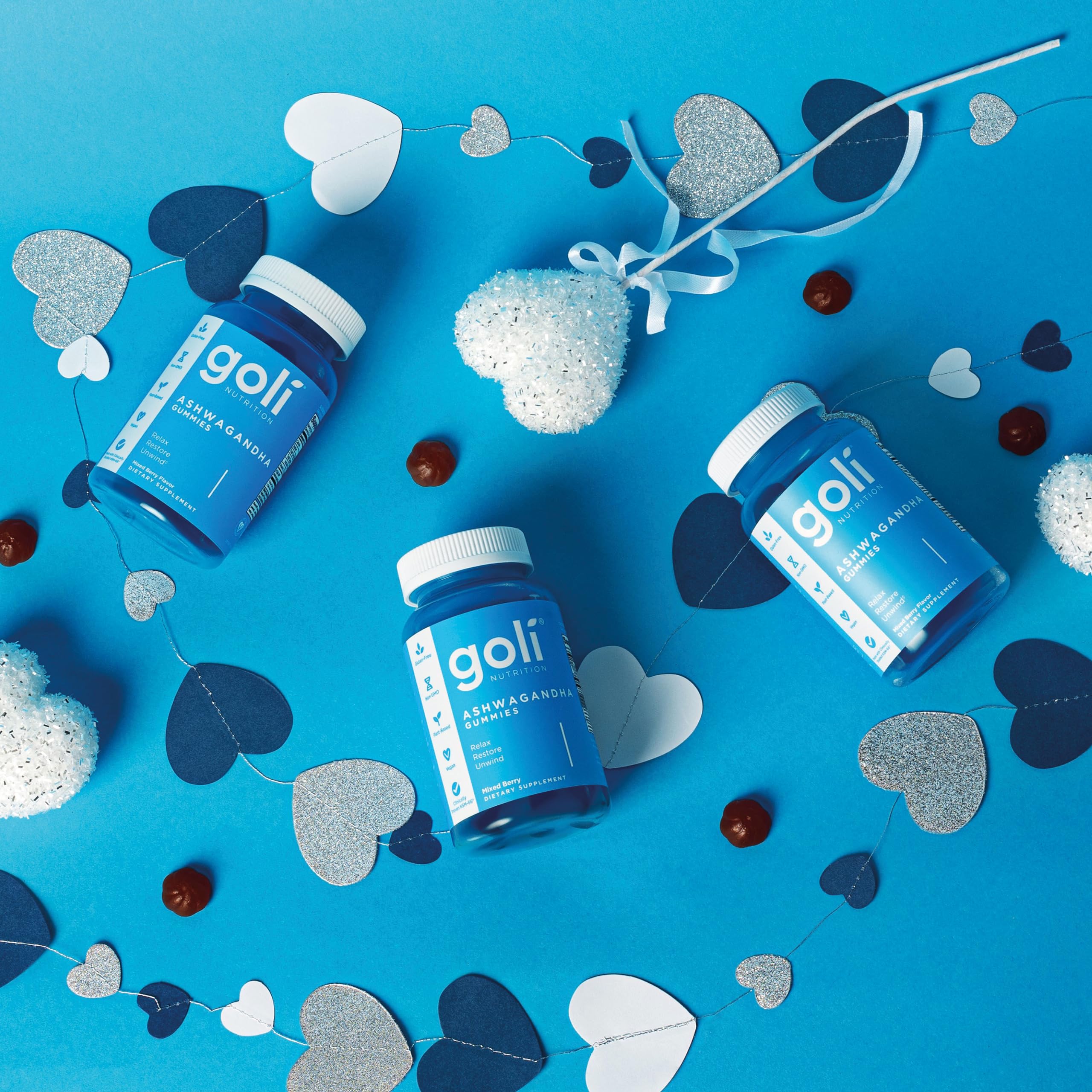 Goli Nutrition, Ashwagandha Gummies avec Vitamine D, 120 Gommes végétaliennes, Sans Gélatine, Sans Gluten, Végétarien, Sans Soja, Sans OGM