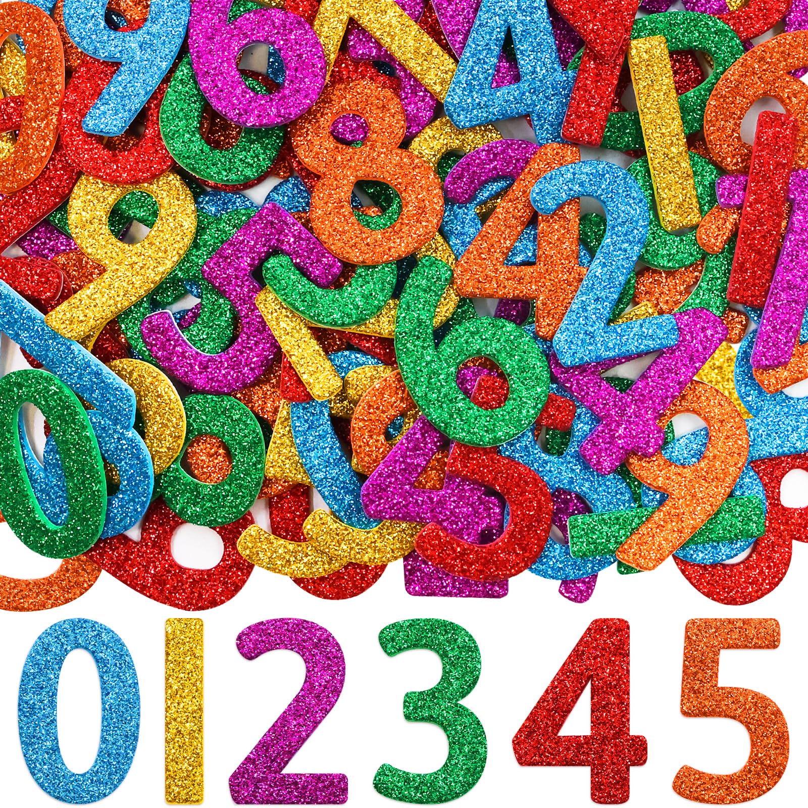 Fancy Land Glitter Foam Sticker Self Adhesive Number Stickers for Crafts Numbers Labels for Kids Art Project Back to School Decoration Supplies 120Pcs