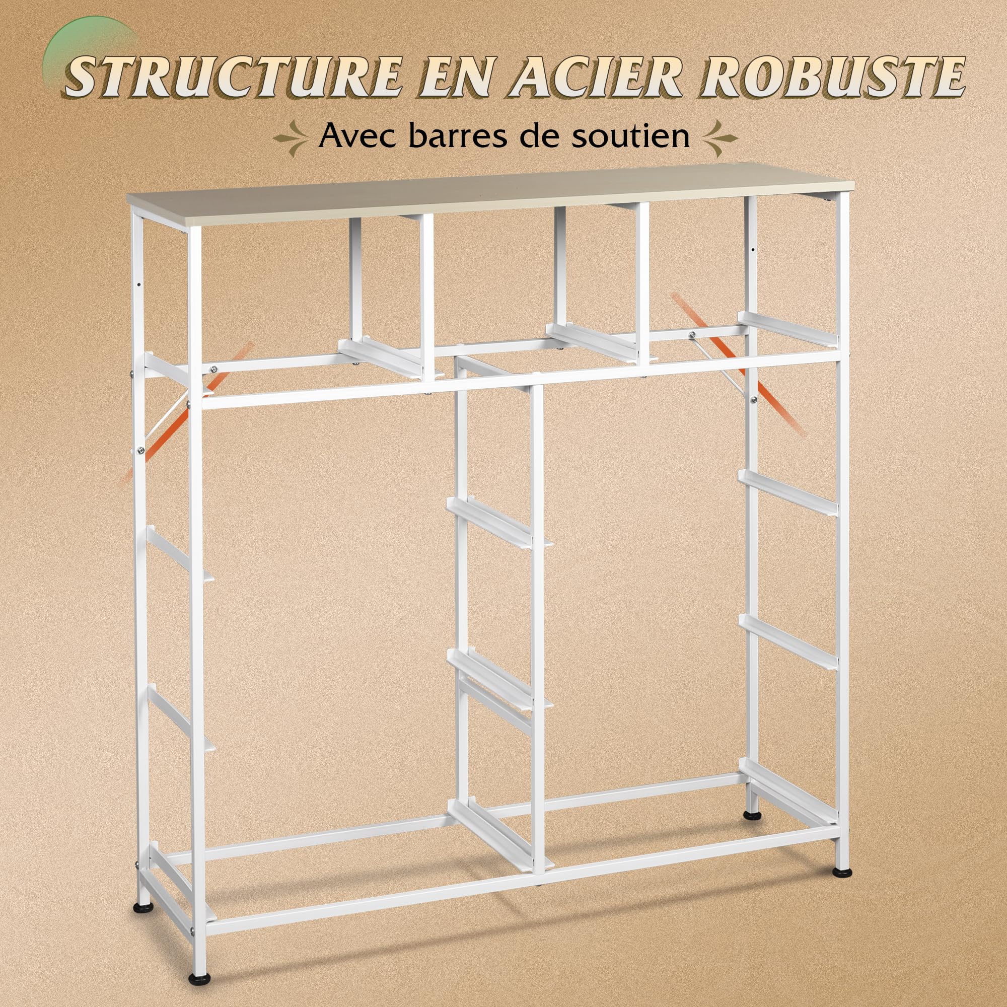 WLIVE Commode Tiroirs, Tour Rangement Tissu pour Chambre, Couloir, Entrée, Placard, Unité Haute Bacs Tissu, Cadre Acier, Plateau Bois (Gris Clair, 9 Tiroirs)
