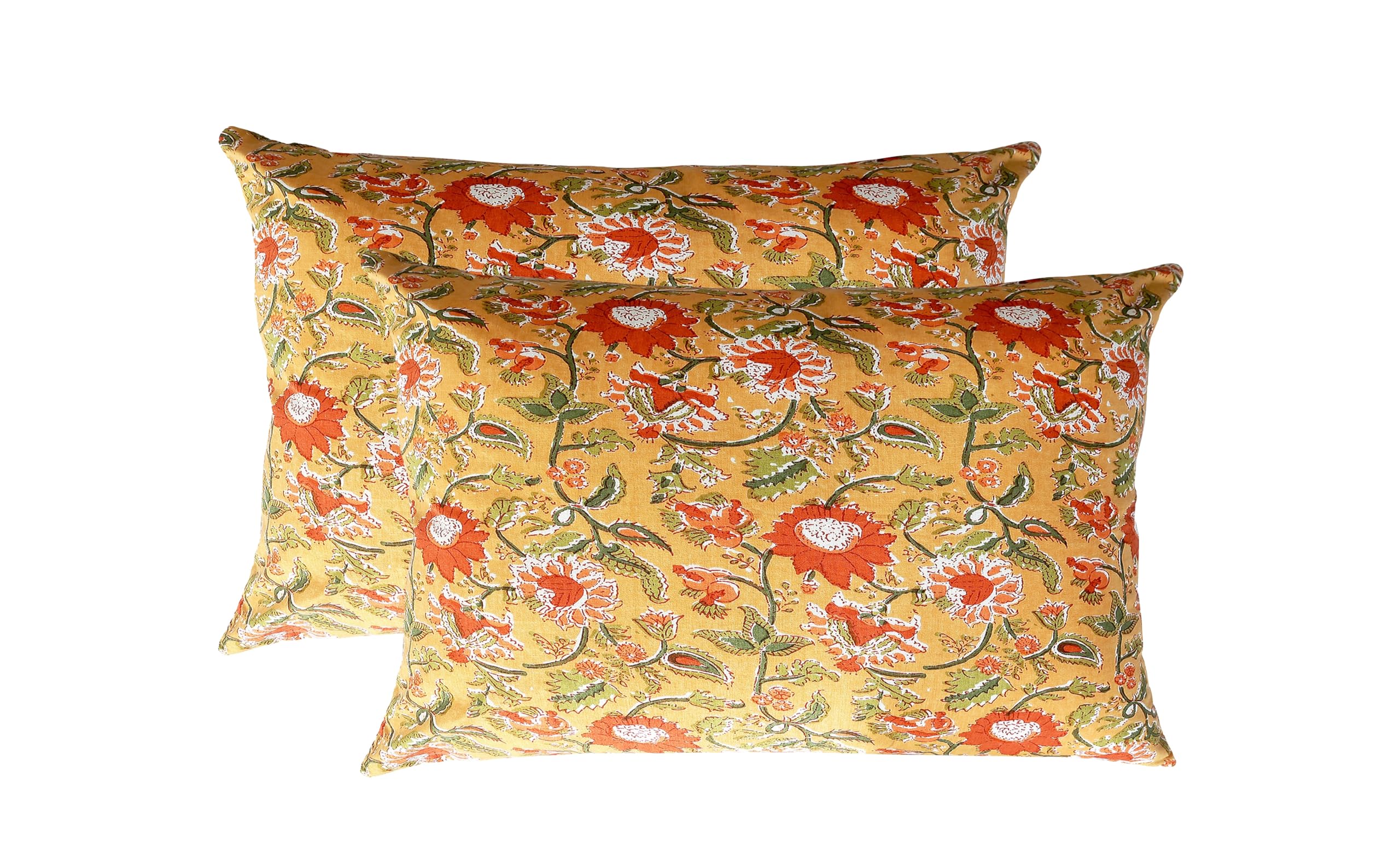 Texstylers Cotton Orange and Maroon Reversible 12 x 18 Inches Jaipuri Printed Small Cushions Pillow Cover, Pack of 2-image-20