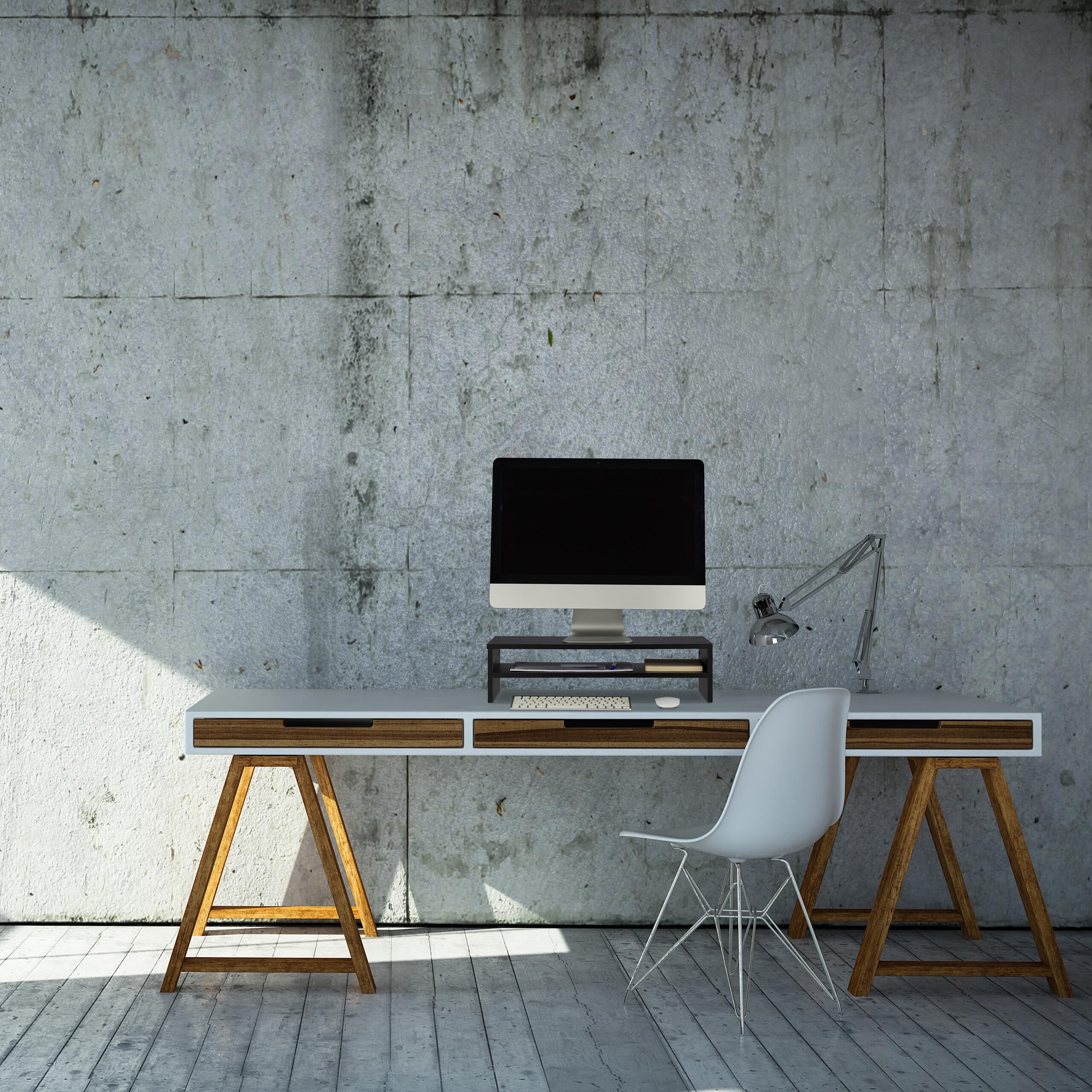 Relaxdays Soporte para Monitor, con Compartimiento, 14,5 x 54 x 25,5 cm, Elevador de Pantalla para Escritorio, Negro