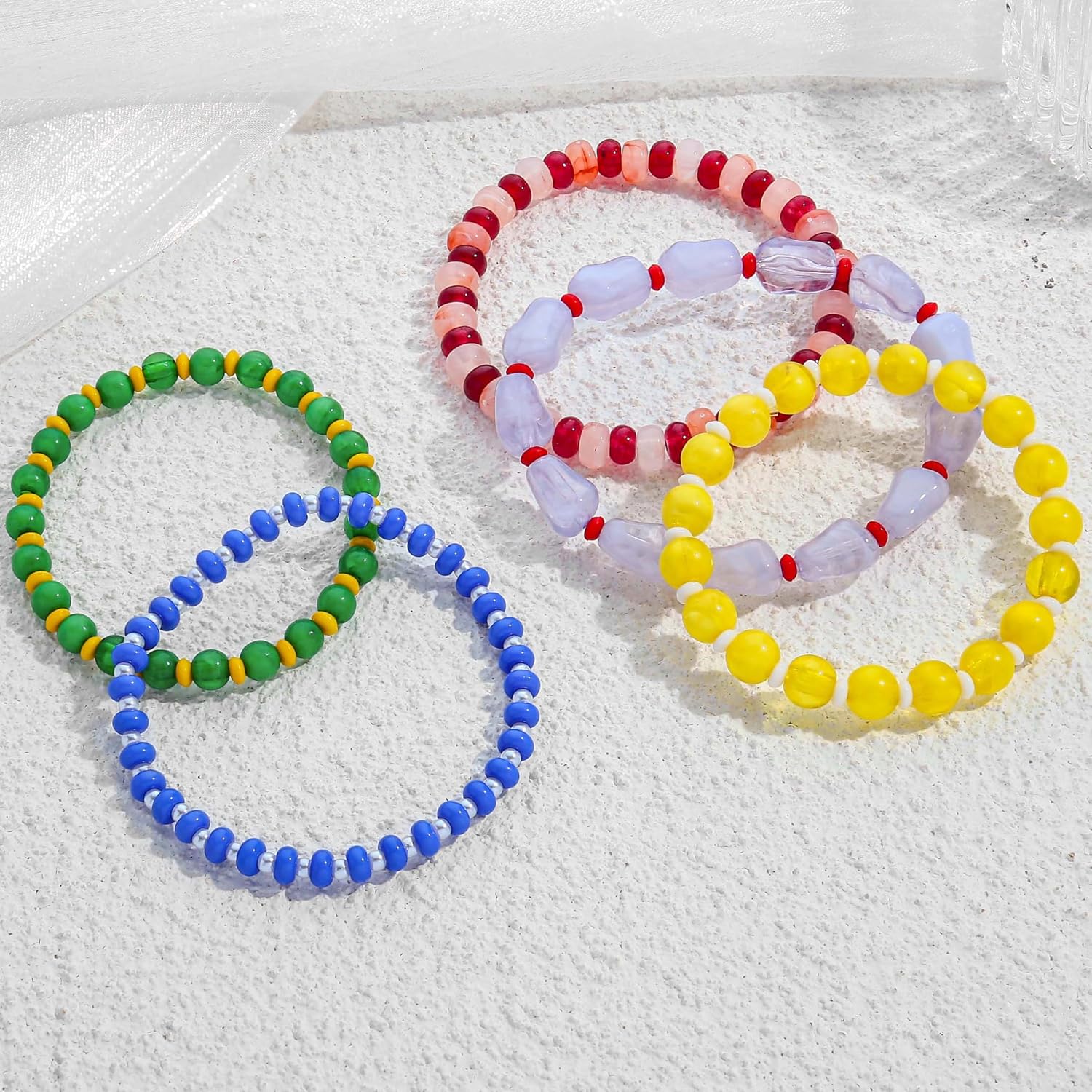 LILIE&WHITE Colorful Bead Stackable Stretch bracelet sets for Women Trendy Statement Bracelets Summer Beach Layered Jewelry Gift for Her image 4