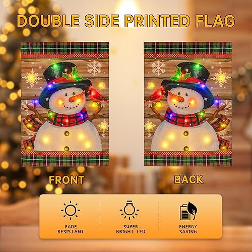 Miniatura 10 de Luces de bandera graduadas de Halloween sin asta de bandera, bandera de patas de bruja de doble cara de 17.1 x 17.2 pulgadas, 16 luces LED blancas