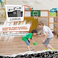 Vista 6 de Mini aro de baloncesto para puerta AND1: tablero antirroturas de 18x12, 2 mini balones de baloncesto y bomba manual incluida - Accesorio