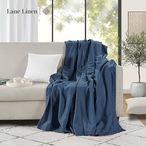 Miniatura 6 de LANE LINEN Manta para sofá, manta individual para cama, duradera, suave, refrescante, acogedora, ligera, 100% de origen sostenible, manta de franela