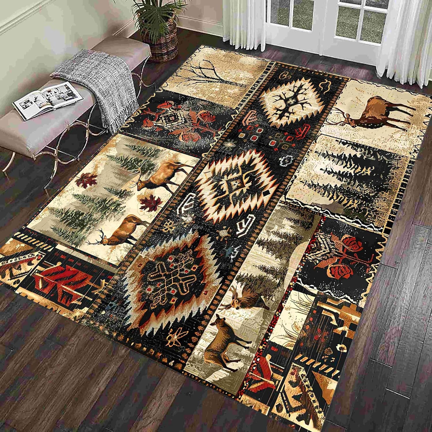 rugylsf Moose Rug Living Room Area Rug Deer Rug Christmas