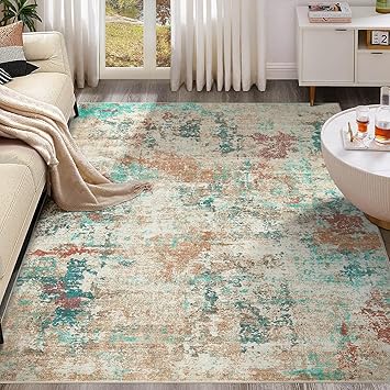 8x10 Area Rug Living Room Rugs - Washable Neutral Modern Abstract Soft Thin Large Rug Indoor Floor No Slip Rug Carpet for Bedroom Under Dining Table Home Office Decor -Colorful