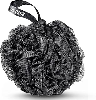 Premium Shower Loofah Sponges – Large 80g Bath Sponge/Shower Sponge – Men & Women Exfoliating Body Loofah Sponge: 4 Pack loofahs Pouf Ball-Black